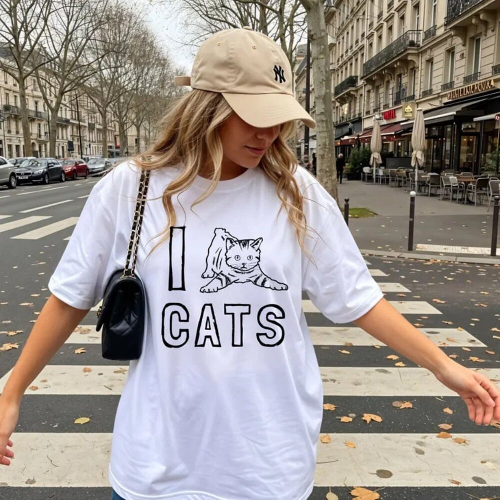I Love Cats Graphic Tee, Funny Cat Shirt, Cat Lover Shirt Gift